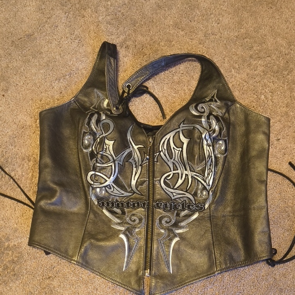 Harley-Davidson Black Leather Corset Top